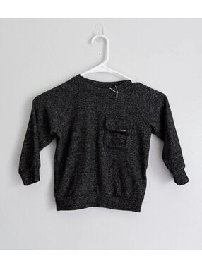 Volcom 2T Toddler Knit Pullover Sweater Gray Black Crewneck Pocket Boys